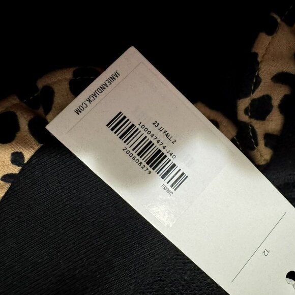 Janie and Jack Girl's Leopard Collar Black Sweatshirt 3 Button Back Sz 12 NWT - Picture 5 of 5